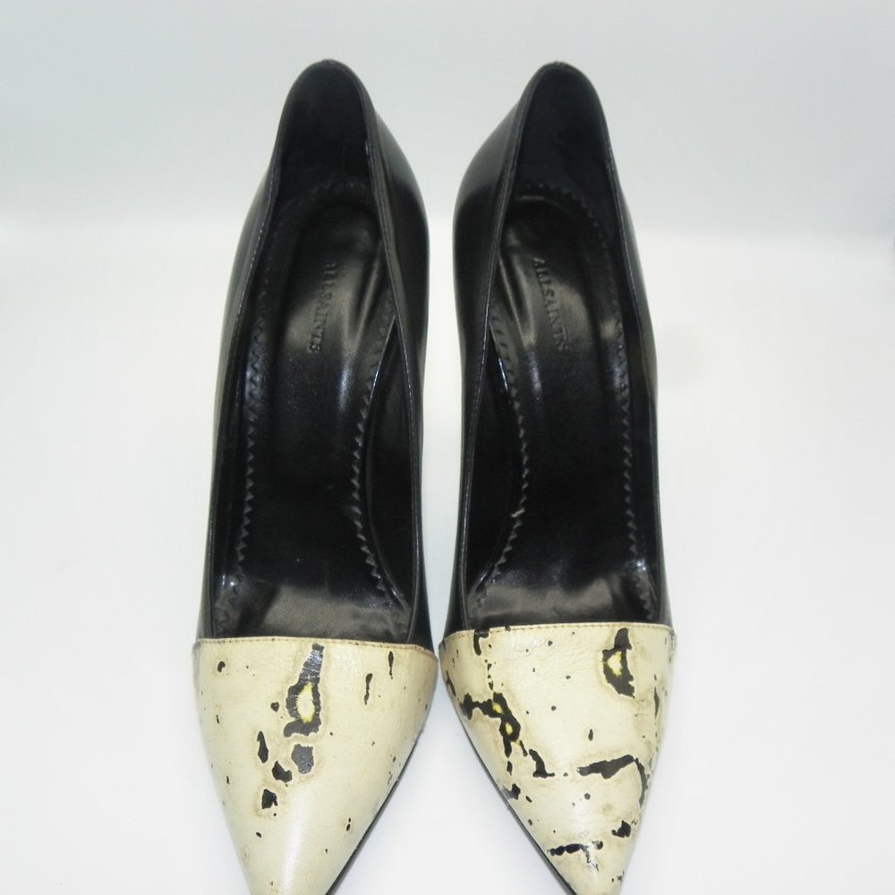 ALL SAINTS BLK/WHITE HEEL SZ41/10.5